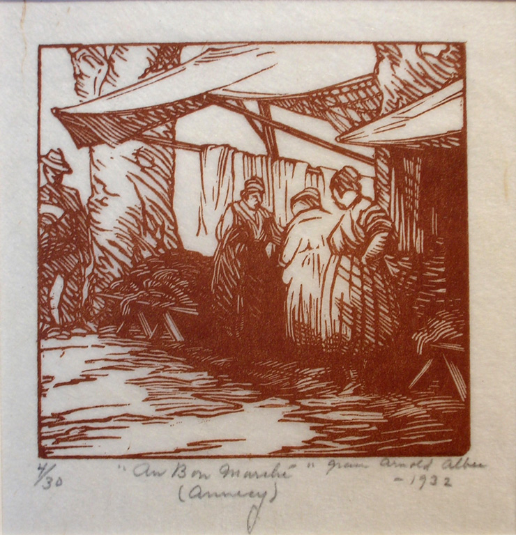 3. Au Bon Marche, 1932, Wood engraving, 2 7/8" x 3"