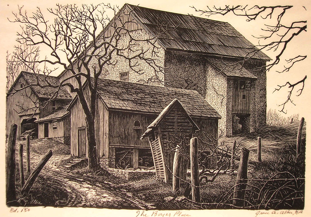 21. The Boyer Place, 1946 Wood Engraving, 5" x 7 5/16"