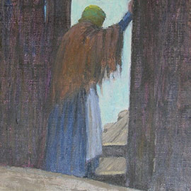 11. Sydney Burleigh (1853 – 1931), <i>At the Gap in the Fence</i>, Oil on Canvas, 15" x 11"