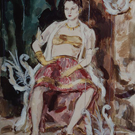 12. James Herbert (1896 – 1970), <i>Lyre Bird Show Girl #2</i>, Watercolor, 8" x 11";