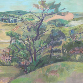 29. Florence Leif (1913 – 1968), <i>Hill with Trees</i>, Oil on Canvas, 26" x 36"