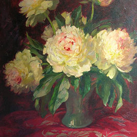 41. Louise M. Angell (born: 1858), <i>Peonies</i>, Oil on Canvas, 16" x 20"
