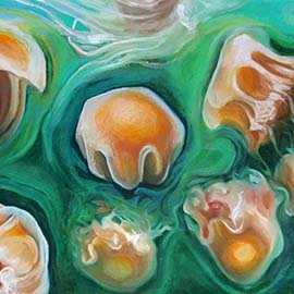 3. <i>Jellyfish Study</i>, oil pastel, unframed.