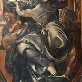9.Louise Marianetti (1916 – 2009), <i>Copy Michelangelo’s Sistine Chapel Libyan Sibyl</i> Tempera on Paper 54" x 44"
