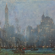 F. Usher DeVoll, SLR (1873 – 1941), Pastel, 11” x 13”, NYC Harbor I, nocturnal