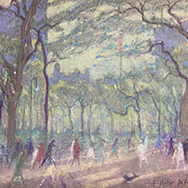 F. Usher DeVoll, SLR (1873 – 1941), Pastel 11” x 13”, Washington Square Park, NYC