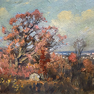 Stacy Tolman (1860 – 1935, Oil on Board 8” x 10”, Autumn
