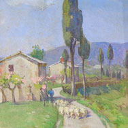 Mabel Woodward (1877 – 1945), Italian Countryside, Watercolor 8” x 11”