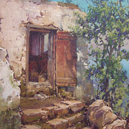 H.A. Dyer (1872 – 1943), Open Ruins, Watercolor 12” x 16”