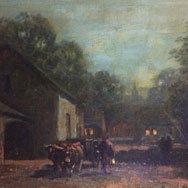George Hays (1854-1945), Moonlight in the Village, 1915, Oil on Canvas 18” x 24”