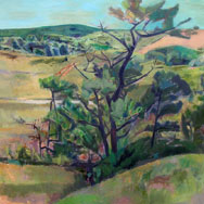 Leif (1913 – 1968), Hills with Trees, Oil on Canvas 26” x 36”