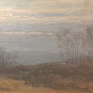 Robert Nisbet (1879 – 1961), Misty Landscape , Oil on Canvas 8” x 10”