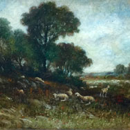 Wesley Webber (1841-1914), Sheep on Hillside, Oil on canvas 20” x 24”