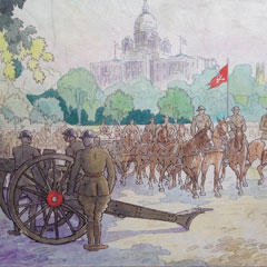 Harold Breul (1889 – 1965), 103 Field Artillery – Col H.S. Barker 2, Watercolor 12" x 18", $75.