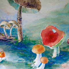 Edna Lawrence (1898 – 1986), Mushrooms, Watercolor 14" x 10", $375.