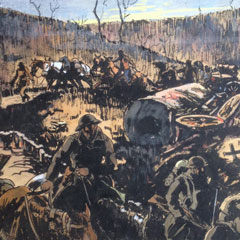 Harold Breul (1889 – 1965), WWI Trenches, Watercolor 11" x 11.5", $500.