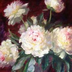 Louise M. Angell (1858 – 1949), White Peonies, Oil on Canvas 16" x 20", SLL and Verso, $950.