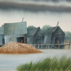 Edgar Corbridge (1901 – 1988), Old Shacks, Watercolor 24" x 18", $1,800. 1951 Purchase from Boston Society of Independent Artists 1950, Dartmouth College