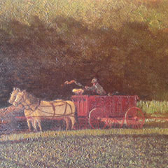 Charles Henry Springer (1857 – 1920), Onloading, 1911, Oil on Canvas 10" x 20", $1,800.