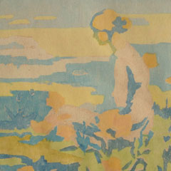 Eliza Gardiner (1871 – 1955), Among the Poppies, Color woodcut 7" x 5", $5,000.