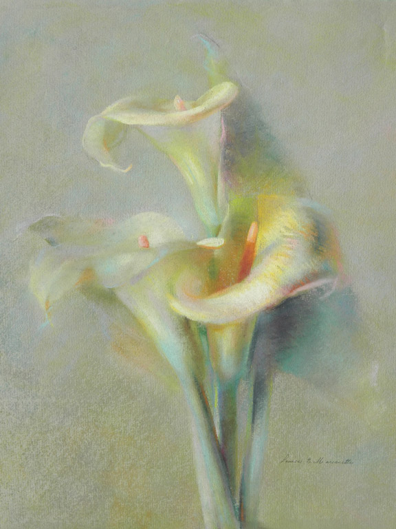 Calla Lilies, Pastel on Paper 19” x 17.5” Signed lower right. 