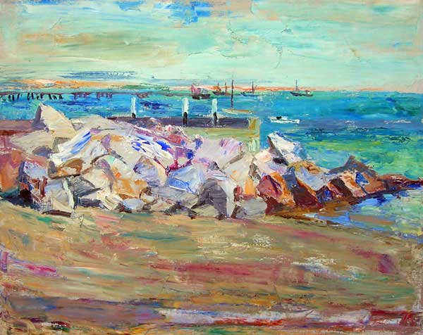 Rocky Beach, Oil on Canvas, 20" x 16"