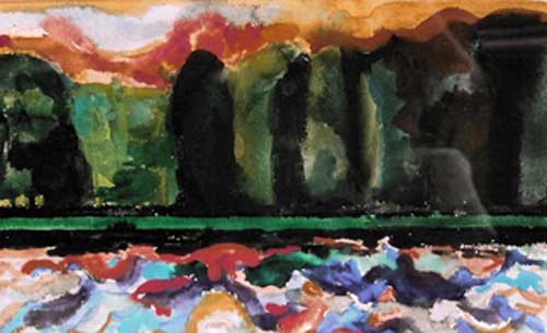Dark Pines,  Belgrade Lake,  Maine, Watercolor,  12" x 15"