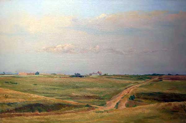 Path With Rolling Hills Circa 1940, Oil on Board,  12" x 18"