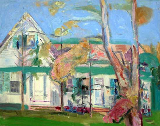 White House with Tree, Oil on Canvas,  20" x 16"