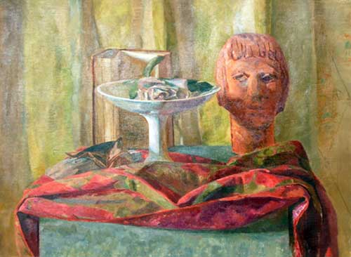 Still Life with Bust of Head, Oil on Canvas,  20" x 28"