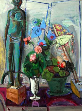 Still Life with Green Figure I,  1957, Oil on Canvas,  30" x 40"