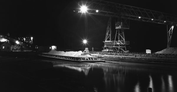 Loading Bins from Barges, Limited Edition Silver Gelatin Print, 11" x 14"