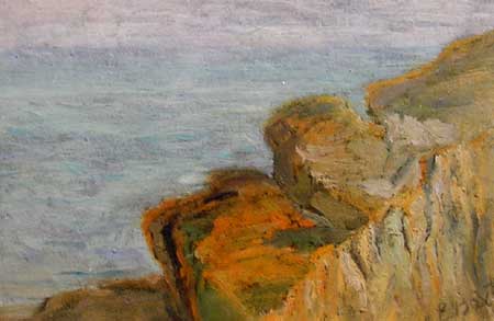 The Allure of Old Europe:  CElijah Baxter (1849-1935) "Newport Cliff", oil on canvas, 6 x 8