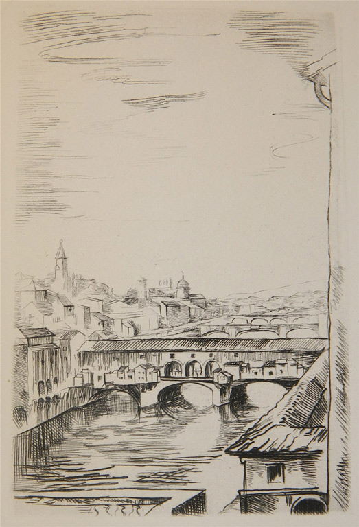15. UNSIGNED, Untitled (Ponte Vecchio), Etching 6.5" x 4.25" $10.