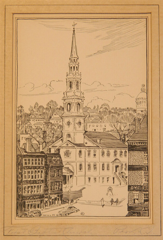 4. HELEN M. GROSS. First Baptist Church. Postcard of etching 5.5" x 3.5" $15