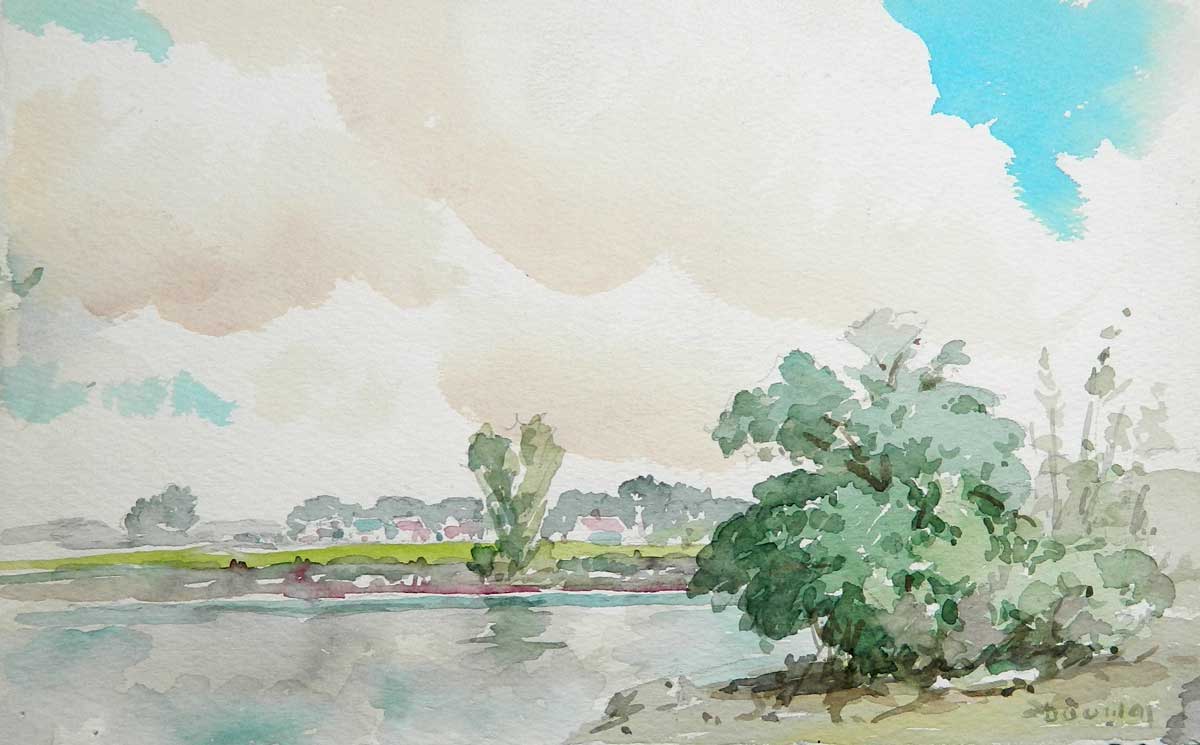 24.ARTHUR DOUGLAS (1860 - 1949) “Low Clouds”, Watercolor 6.5” x 10”
