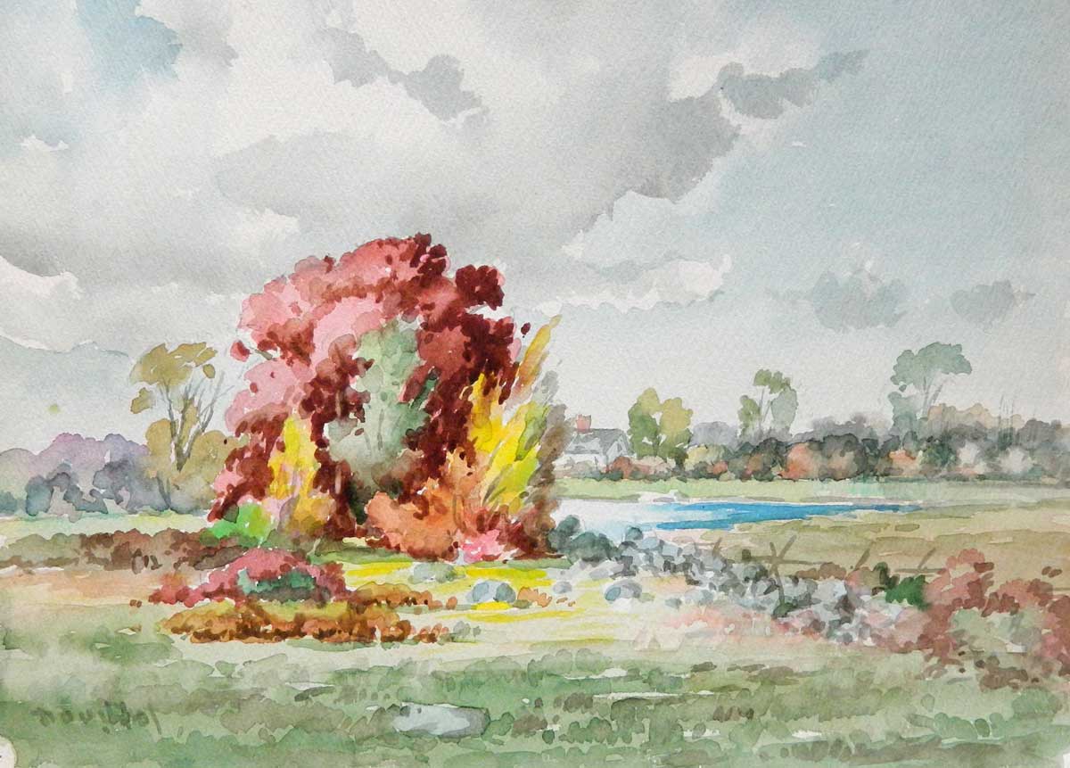 25. ARTHUR DOUGLAS (1860 - 1949) “Changing Foliage”, Watercolor 10” x 13”