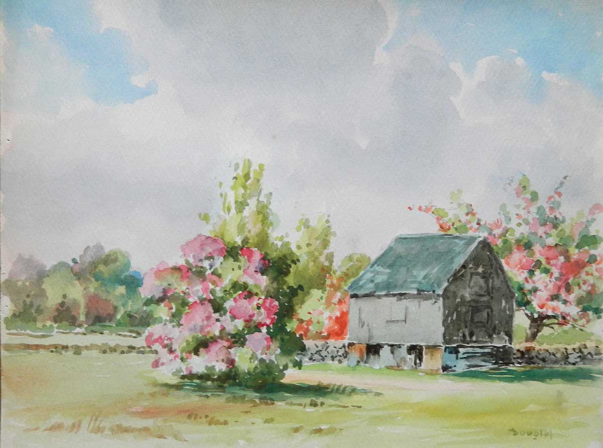 5. ARTHUR DOUGLAS (1860 - 1949) “Pink Blossoms”, Watercolor 10” x 13”