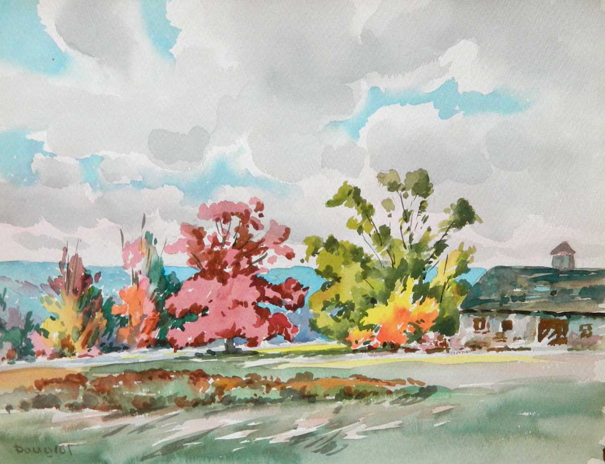 6. ARTHUR DOUGLAS (1860 - 1949) “Home in the Autumn Time”, Watercolor 10” x 13”