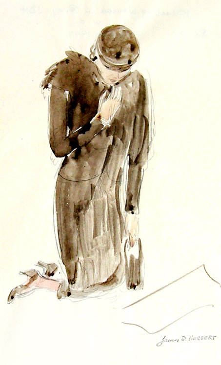 Kneeling Woman in Grey - $175
