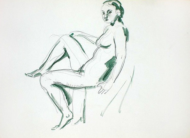 Nude Series - Untitled (seated green),  $100