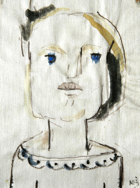 3C -  "Girl", ca. 1950	Watercolor and Ink 9.5" x 7.25"